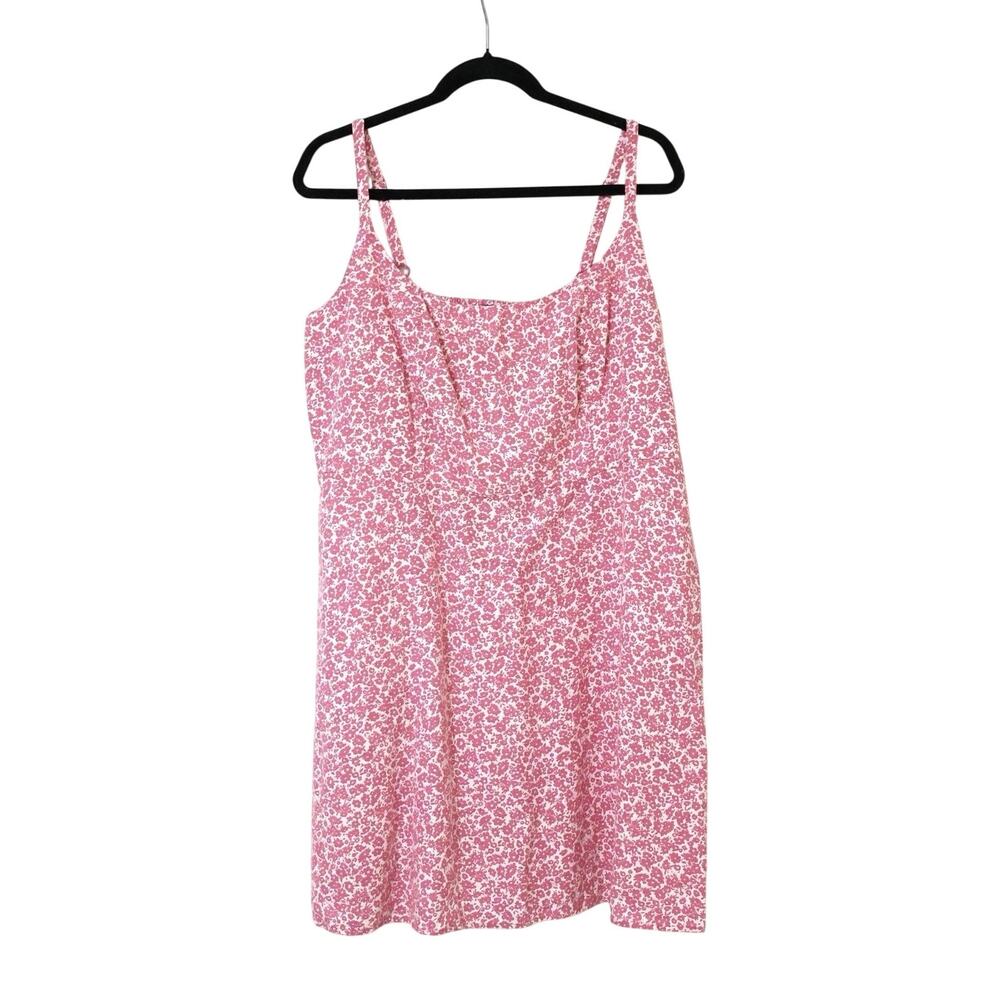 Old Navy Pink Floral Cami Linen Mini Dress XL Cottagecore Coquette Fem Boho